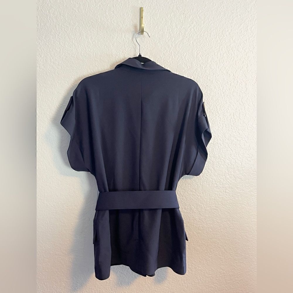Karen Millen blazer Polished Stretch Belted blazer in navy Size US 4. NWT - Picture 5 of 11